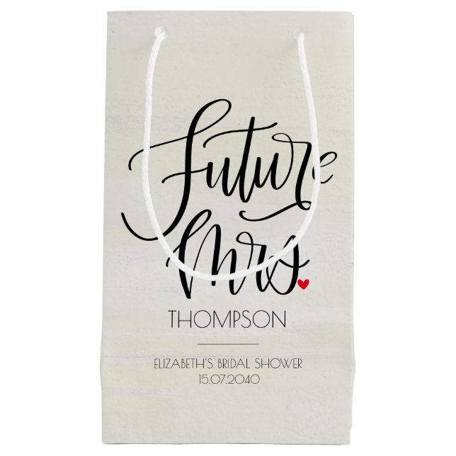 Zukünftige Frau Modern Calligraphy Brautparty Kleine Geschenktüte (Vorderseite)