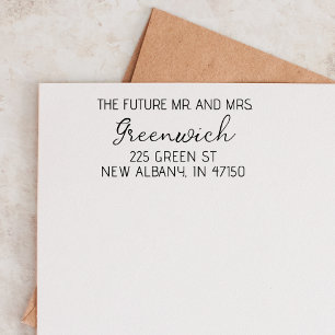 Zukünftige Frau Modern Wedding Save the Date Famil Permastempel