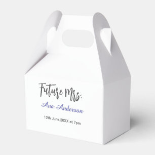 Zukünftige Frau Nachname Braut in spe lila grau Na Geschenkschachtel