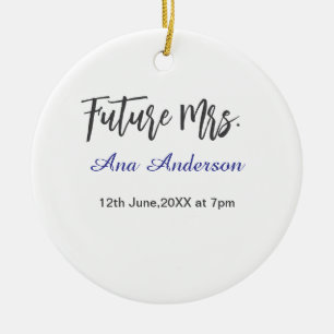 Zukünftige Frau Nachname Braut in spe lila grau Na Keramik Ornament