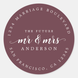 Zukünftige Frau Script Burgundy Rücksendeadresse Runder Aufkleber
