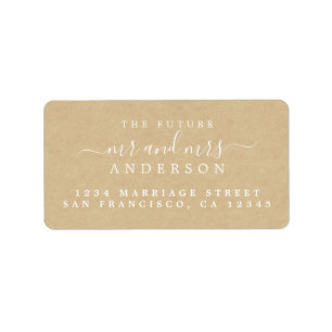 Zukünftige Frau Script Kraft Paper Wedding Address Adressaufkleber