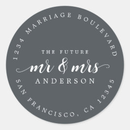 Zukünftige Frau Script Off-Black Rücksendeadresse Runder Aufkleber