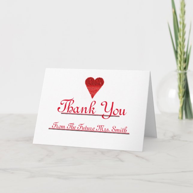 Zukünftige Frau Vielen Dank, Red Heart Note Dankeskarte (Vorderseite)