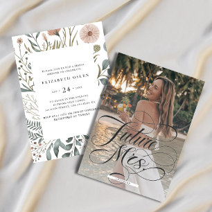 Zukünftige Frau Watercolor Floral Brautparty Foto Einladung