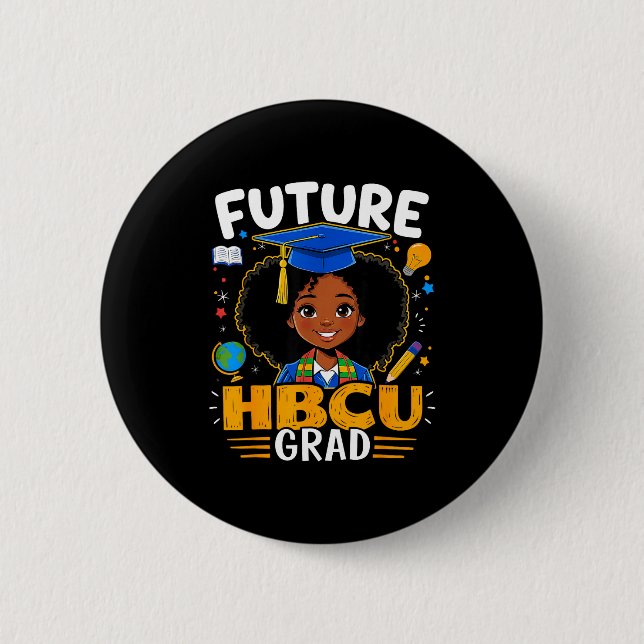Zukünftige Hbcu-Absolventenkinder Schwarzes Mädche Button (Vorderseite)