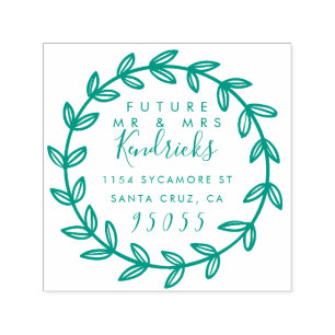 Zukünftige Herr-u. Frau-Hand Drawn Wreath Permastempel