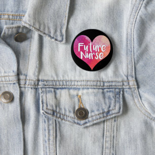 Zukünftige Krankenpflegerin Wasserfarbe Herz Button
