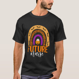 Zukünftige Krankenschwester Leopard Regenbogen Hal T-Shirt