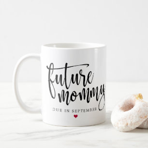 Zukünftige Mama gebürstetes schwarzes Skript Kaffeetasse