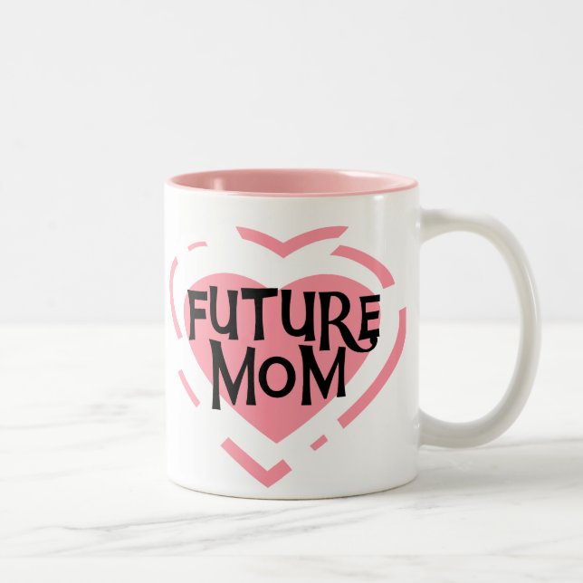 Zukünftige Mama-Rosa-Herz-T-Shirts und Geschenke Zweifarbige Tasse (Rechts)
