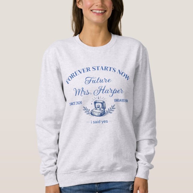 Zukünftige Mrs. Braut wird Vintage-Ringbox-Grafik Sweatshirt (Vorderseite)