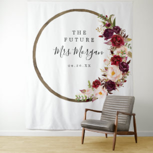 Zukünftige Mrs Brautparty Hintergrund Boho Burgund Wandteppich