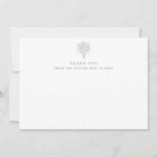 Zukünftige Mrs Line Art Florale Hochzeitsfeier Sal Dankeskarte