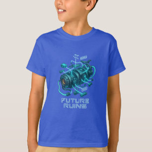 ZUKÜNFTIGE RUINEN – Leuchtendes Cyber-Motorendesig T-Shirt