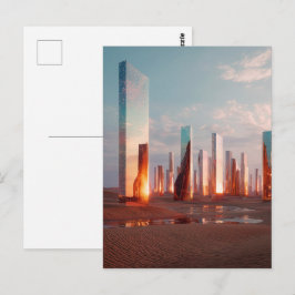 Zukünftige surrealistische Spiegel Türme in der Wü Postkarte