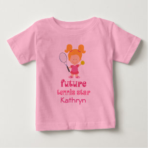 Zukünftige Tennis-Stern-Mädchen-personalisierter T Baby T-shirt