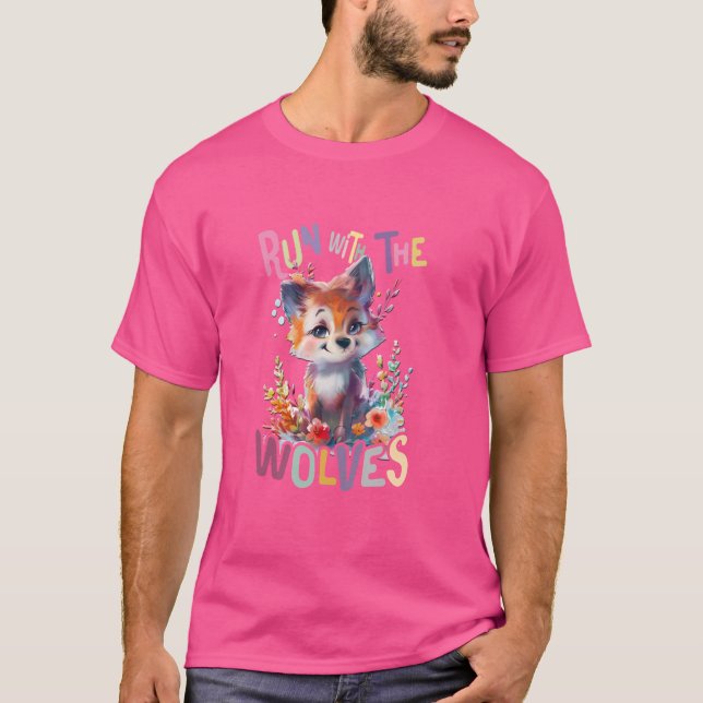 zukünftiger Alpha-Wolf mit Blume niedliche Wölfe T-Shirt (Vorderseite)