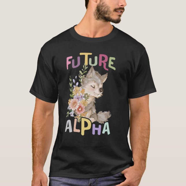 zukünftiger Alpha-Wolf mit Blume niedliche Wölfe T-Shirt (Vorderseite)