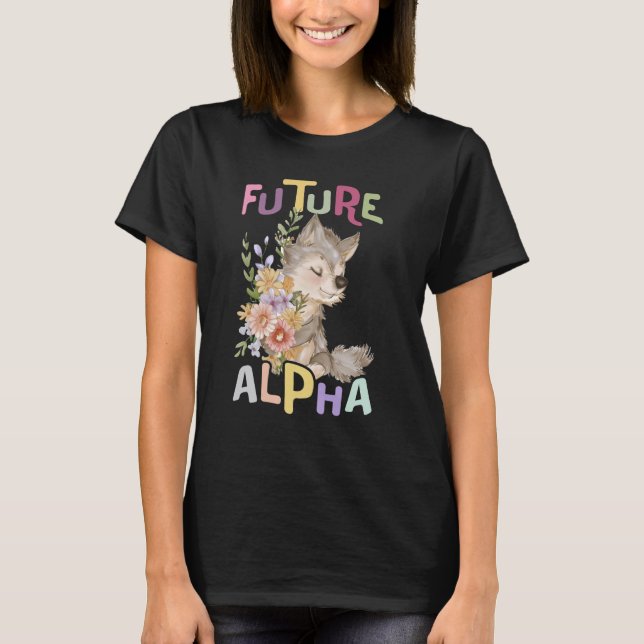 zukünftiger Alpha-Wolf mit Blume niedliche Wölfe T-Shirt (Vorderseite)