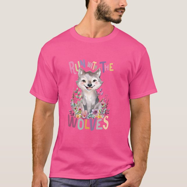 zukünftiger Alpha-Wolf mit Blume niedliche Wölfe T-Shirt (Vorderseite)