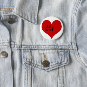 Zukünftiger Arzt - Rotes EKG-Herz Button