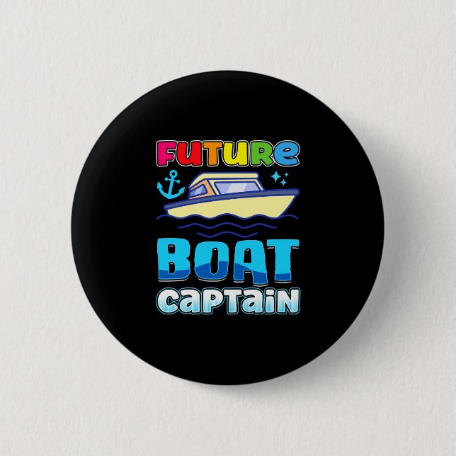 Zukünftiger Bootskapitän für Kinder Speedboot Kind Button (Vorderseite)