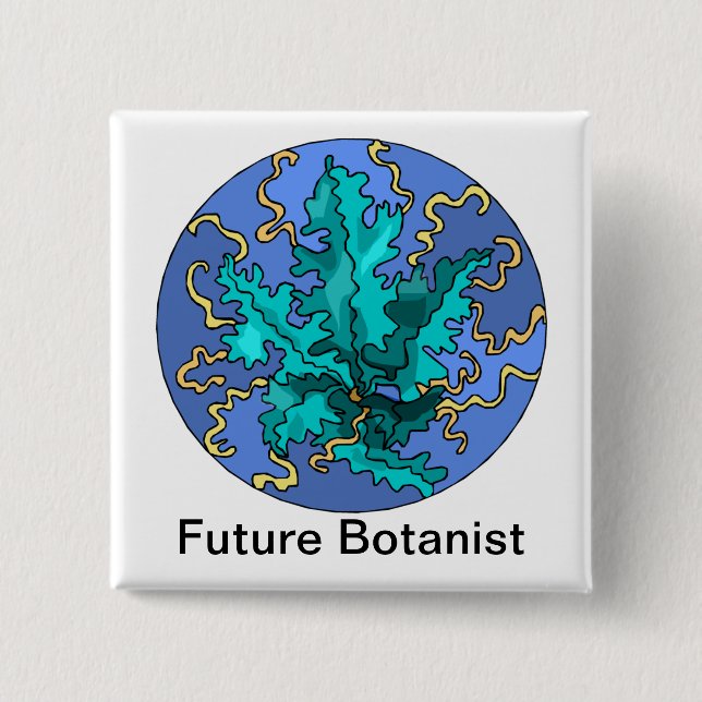 Zukünftiger Botaniker Teal-Pflanze Button (Vorderseite)