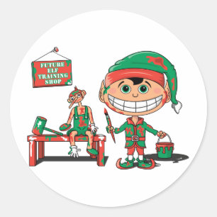 Zukünftiger Christma Elf im Training Runder Aufkleber
