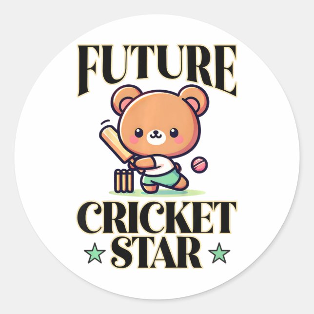 Zukünftiger Cricket-Star  Runder Aufkleber (Vorderseite)