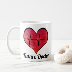 Zukünftiger Doktor - rotes Herz des Aquarell-EKG Kaffeetasse
