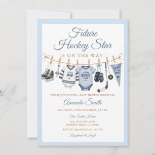 Zukünftiger Hockeystar Baby Shower Blau Sport für Einladung