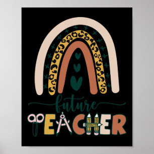 Zukünftiger Lehrer Boho Regenbogen Leopard Neuer A Poster