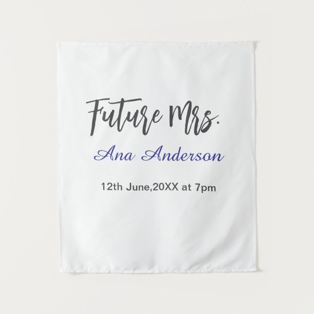Zukünftiger Nachname der Braut in Grau Lila Wandteppich (Vorderseite)