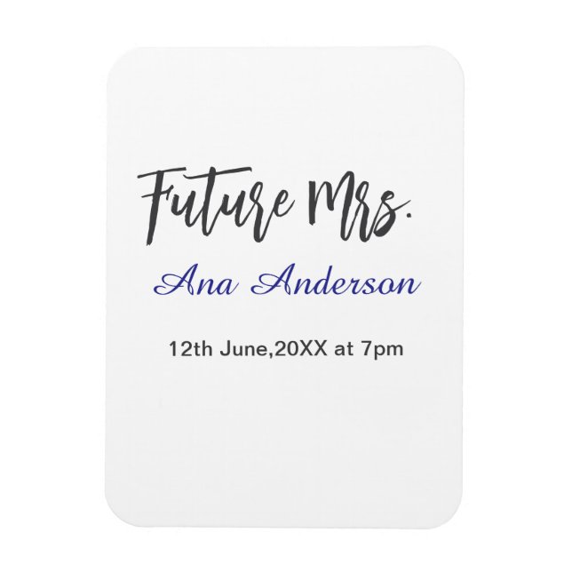 Zukünftiger Nachname der Braut in spe lila grau Na Magnet (Vertikal)