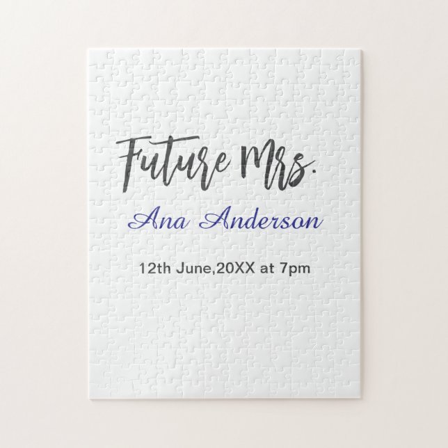 Zukünftiger Nachname der Braut in spe lila grau Na Puzzle (Vertikal)