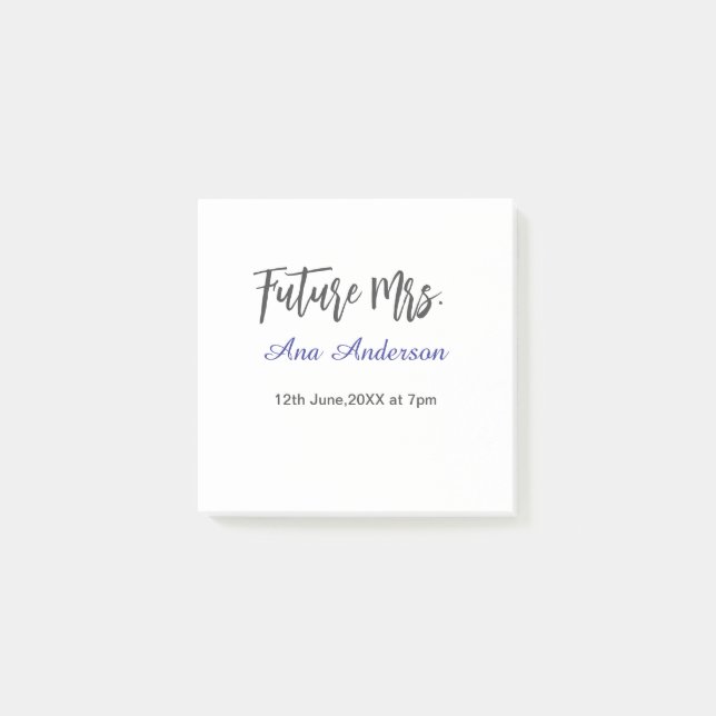 Zukünftiger Nachname der Ehefrau, Braut in spe, li Post-it Klebezettel (Vorderseite)