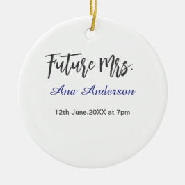 Zukünftiger Nachname der Mrs Braut in spe lila gra Keramik Ornament