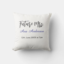 Zukünftiger Nachname der Mrs Braut in spe lila gra Kissen