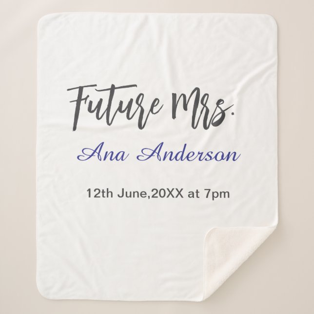 Zukünftiger Nachname der Mrs Braut in spe lila gra Sherpadecke (Vorderseite)