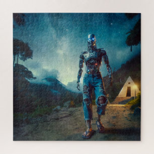 Zukünftiger Roboter in antiker Landschaft Puzzle
