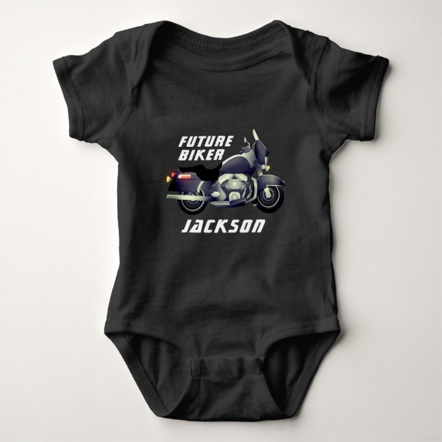Zukunftsfahrer mit Motorrad-Baby-Bodysuit Baby Strampler (Vorderseite)
