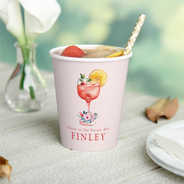 Zukunftsjubeln Frau Light Pink Pappbecher (In Situ)