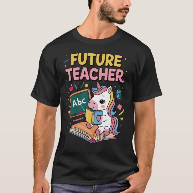 Zukunftslehrer Pastel Unicorat Kunstwerk T-Shirt (Vorderseite)