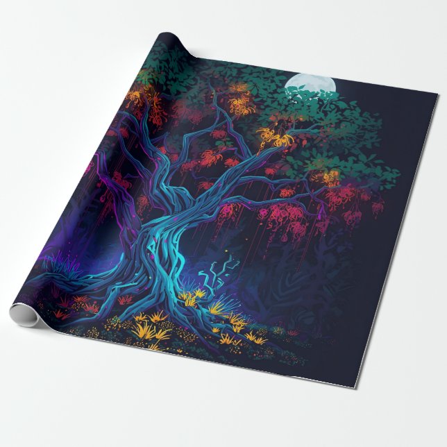 Zukunftsweisender digitaler Glühbaum Geschenkpapier (Ungerollt)