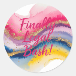 Zuletzt Recht 21. Glitzer Wasserfarbe Geburtstag Runder Aufkleber