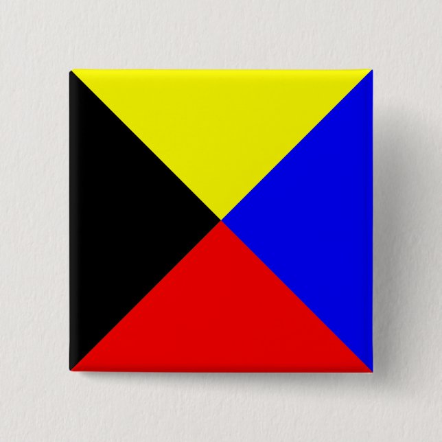 Zulu ICS Seefunkflagge Button (Vorderseite)