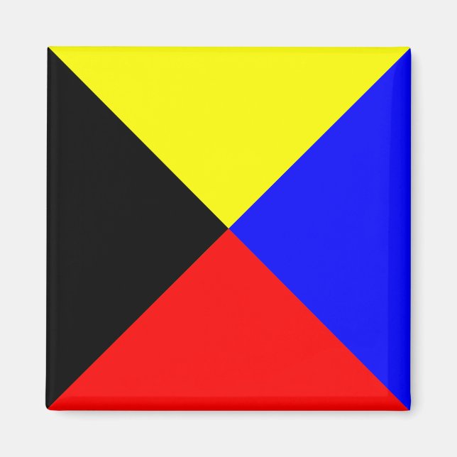 Zulu ICS Seefunkflagge Quadrat Magnet (Vorne)