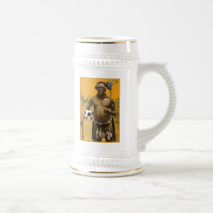 Zulu-Krieger-Leiterfußbalball-Liebe Bierglas