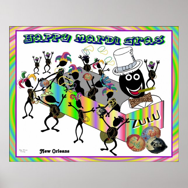 Zulu-Parade auf Mardi Gras Poster (Vorne)